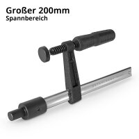 STAHLWERK Serre-joint pour tables de soudage| F-Clamp avec plage de serrage 80 x 200 mm| Système de trous D 16 | Fixe les pièces de manière sûre | Tige nickelée | Rail de guidage profilé | Poignée à garrot entièrement caoutchoutée