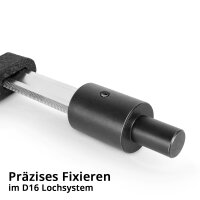 STAHLWERK Serre-joint pour tables de soudage| F-Clamp avec plage de serrage 80 x 200 mm| Système de trous D 16 | Fixe les pièces de manière sûre | Tige nickelée | Rail de guidage profilé | Poignée à garrot entièrement caoutchoutée