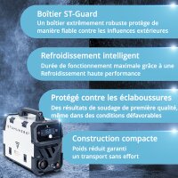 STAHLWERK Poste de soudage FLUX 160 ST Digital avec 160 A | Equipement complet | Casque de soudage | Chariot dappareillage | Fil de soudage | D&eacute;vidoir synergique | Lift-TIG | Fonction ARC/MMA | Soudage sans gaz de protection