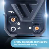 STAHLWERK welding machine Mini FLUX 120 ST Digital | 120 A | fully equipped | welding helmet | equipment trolley | welding wire | synergic wire feeder | Lift-TIG | ARC/MMA | welding without shielding gas