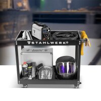 STAHLWERK Elektroden-Schweißgerät ARC 200 MD mit 200 Ampere| Vollausstattung | Schweißhelm | Elektroden | Gerätewagen | DC MMA/E-Hand | Lift-TIG| Hot-Start | Smartkühlung | Single-Board | Sehr kompakt