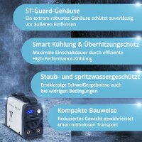 STAHLWERK Elektroden-Schwei&szlig;ger&auml;t ARC 200 MD mit 200 Ampere| Vollausstattung | Schwei&szlig;helm | Elektroden | Ger&auml;tewagen | DC MMA/E-Hand | Lift-TIG| Hot-Start | Smartk&uuml;hlung | Single-Board | Sehr kompakt