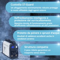 STAHLWERK ARC 200 MD saldatrice ad elettrodo con 200 ampere | completamente equipaggiata | casco per saldatura | elettrodi | carrello per attrezzatura | DC MMA/E-Hand | Lift-TIG | Hot-Start | Raffreddamento intelligente | Single-Board | Molto compatta