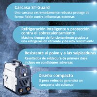 STAHLWERK ARC 200 Synergic Pro soldadora de electrodos con 200 amperios | totalmente equipada | casco de soldador | electrodos | carro de equipamiento | totalmente sinérgica | MMA/Mano | inversor Lift-TIG | tecnología IGBT