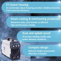 STAHLWERK ARC 270 ST electrode welding machine with 270 amps | fully equipped | welding helmet | electrodes | equipment trolley | DC MMA/E-Hand | Lift-TIG function | 400V | IGBT technology | powerful and compact