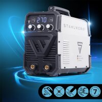 Spawarka elektrodowa STAHLWERK ARC 270 ST o mocy 270 amperów | w pełni wyposażona | kask spawalniczy | elektrody | wózek na sprzęt | DC MMA/E-Hand | funkcja Lift-TIG | 400V | technologia IGBT | wydajna i kompaktowa
