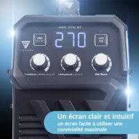 STAHLWERK Poste de soudage à électrodes ARC 270 ST avec 270 ampères | Equipement complet | Casque de soudage | Électrodes | Chariot déquipement | DC MMA/E-Hand | Fonction Lift-TIG | 400V | Technologie IGBT | Puissant et compact