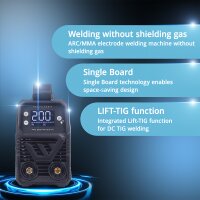 STAHLWERK ARC 200 MD Digitaal lasapparaat met 200 ampère | volledig uitgerust | lashelm | elektroden | materiaalwagen | DC MMA/E-Hand | Lift-TIG | digitaal display | ARC-Force | VRD | slimme koeling