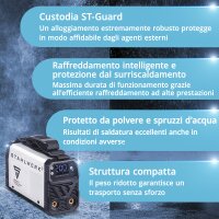 STAHLWERK ARC 200 MD Saldatrice digitale con 200 ampere | completamente equipaggiata | casco per saldatura | elettrodi | carrello per attrezzatura | DC MMA/E-Hand | Lift-TIG | display digitale | ARC-Force | VRD | raffreddamento intelligente