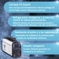 STAHLWERK ARC 200 MD Soldadora digital con 200 amperios | totalmente equipada | casco de soldador | electrodos | carro portaequipos | DC MMA/E-Hand | Lift-TIG | pantalla digital | ARC-Force | VRD | refrigeración inteligente