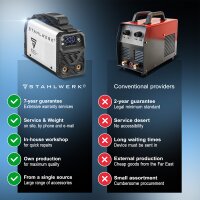 STAHLWERK ARC 200 MD Digitaal lasapparaat met 200 ampère | volledig uitgerust | lashelm | elektroden | materiaalwagen | DC MMA/E-Hand | Lift-TIG | digitaal display | ARC-Force | VRD | slimme koeling