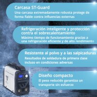 STAHLWERK Soldadora ARC 160 MD con 160 amperios | totalmente equipada | casco de soldadura | electrodos | carro portaequipos | DC MMA/E-Hand | Lift-TIG | infinitamente variable | Hot-Start | Anti-Stick | Smart Cooling