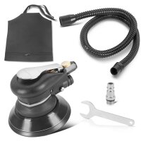 STAHLWERK Druckluft-Exzenterschleifer DES-125 ST | Druckluftschleifer 125 mm Schleifteller | Polieren und Schleifen von Metall, Holz, Kunststoff | Schleifgerät-Set mit zwei Handschleifblöcken P80-P320