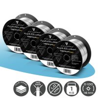 STAHLWERK set di 4 fili animati FLUX E71T-GS 1,0 mm | bobina di filo da 1 kg D100 | bobina di filo per mandrino da 16 mm | filo di saldatura premium | filo di apporto | filo di saldatura universale