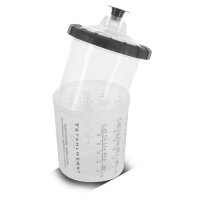 STAHLWERK HVLP-färgspruta SG-250 ST | sprutpistol med blandningskopp set 25 delar | målningsset med 650 ml tryckluftsspruta, flödeskopp och rengöringstillbehör | 3 munstycken 1,4 / 1,7 / 2,0 mm