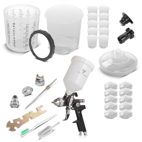 Pistola a spruzzo per verniciatura HVLP aria compressa 3,5 bar 1,4 mm ugello 25 tazza di miscelazione 650 ml