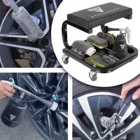 STAHLWERK Werkstatt- und Auto-Detailing-Set 21-teilig | Werkstatthocker mit 118 kg Tragkraft | Druckluft-Reinigungspistole mit Tornado-Effekt | Felgenbürsten- und Autoreinigungs-Set |Mikrofasertücher