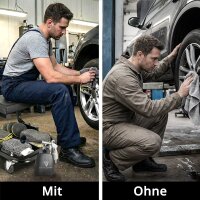 STAHLWERK Werkstatt- und Auto-Detailing-Set 21-teilig | Werkstatthocker mit 118 kg Tragkraft | Druckluft-Reinigungspistole mit Tornado-Effekt | Felgenbürsten- und Autoreinigungs-Set |Mikrofasertücher