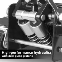 Podnośnik samochodowy STAHLWERK WHF-73 ST o udźwigu 3 t, stalowe rolki o długiej żywotności, podw&oacute;jny tłok podnoszący i zakres podnoszenia 73-500 mm | Bardzo płaski podnośnik manewrowy | Hydrauliczny podnośnik samochodowy | Czarny podnośnik samochodowy