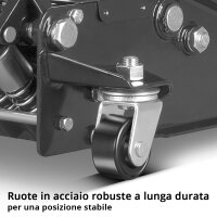 STAHLWERK Cric WHF-73 ST con portata di 3 t, rulli in acciaio a lunga durata, doppio pistone di sollevamento e corsa di 73-500 mm | Cric da manovra extra piatto | Cric idraulico | Cric per auto nero