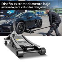 STAHLWERK gato para coches WHF-73 ST con 3 t de capacidad de carga, rodillos de acero de larga duraci&oacute;n, doble pist&oacute;n de elevaci&oacute;n y 73-500 mm de alcance de elevaci&oacute;n | Gato de maniobra extraplano | Gato hidr&aacute;ulico para coches | Gato negro para coches