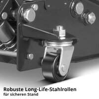 STAHLWERK Wagenheber WHF-73 ST mit 3 t Tragkraft, Long-Life-Stahlrollen, Doppelhubkolben und 73-500 mm Hubbereich | Extra flacher Rangierwagenheber | Hydraulik-Wagenheber | Schwarzer Autoheber