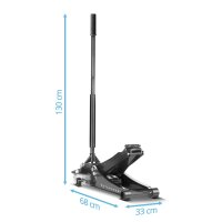 STAHLWERK Wagenheber WHF-73 ST mit 3 t Tragkraft, Long-Life-Stahlrollen, Doppelhubkolben und 73-500 mm Hubbereich | Extra flacher Rangierwagenheber | Hydraulik-Wagenheber | Schwarzer Autoheber