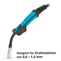 STAHLWERK AK15/MB15 Schweißbrenner-Set mit Halter | 3 Meter Schlauchpaket | Profi-Zubehör für MIG/MAG Schutzgas Schweißgeräte mit Eurozentralanschluss | Gasgekühlte MIG/MAG-Schweißpistole 180 Ampere