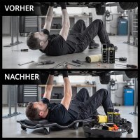 STAHLWERK Kfz-Montage-Set | XXL Rollbrett und Montageliege mit 500 kg Traglast | Mobiler Werkstatt-Caddy belastbar bis 45 kg | Tool-Organizer mit Lenkrollen und 5 Fächern für Kleinteile und Werkzeug