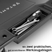 STAHLWERK Kfz-Montage-Set | XXL Rollbrett und Montageliege mit 500 kg Traglast | Mobiler Werkstatt-Caddy belastbar bis 45 kg | Tool-Organizer mit Lenkrollen und 5 Fächern für Kleinteile und Werkzeug