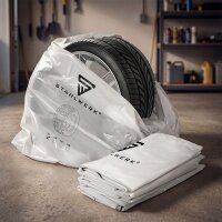 STAHLWERK tire change set | tire service and repair set | 6-piece | tire tread depth gauge | knee cushion | 4 valve caps | 1 pair of gloves | tire pressure gauge | 4 tire protection covers