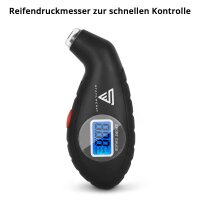 STAHLWERK tire change set | tire service and repair set | 6-piece | tire tread depth gauge | knee cushion | 4 valve caps | 1 pair of gloves | tire pressure gauge | 4 tire protection covers