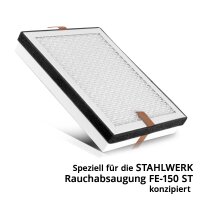 STAHLWERK 5-teiliges Filter-Set für Rauchabsaugung FE-150 ST | 3 Vorfilter-Filtermatten | 1 HEPA H13 Filter (EN 1822) | 1 Aktivkohle-Hauptfilter | Effektive Luftreinigung von bis zu 99,97 %