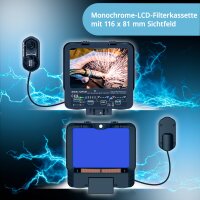 STAHLWERK Automatik-Schwei&szlig;helm RAPTOR 3-in-1 im Set mit Schwei&szlig;haube | LED-Kopflicht | True-Colour-Echtfarbwiedergabe | Jobspeicher | Automatische Abdunkelung DIN 4 - DIN 13 | Optische Klasse 1/1/1/2