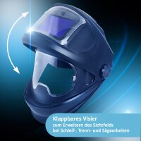 STAHLWERK Automatik-Schwei&szlig;helm MASTER 3-in-1 im Set mit Schwei&szlig;haube | Fernbedienung | True-Colour-Echtfarbwiedergabe | Jobspeicher | Automatische Abdunkelung DIN 4 - DIN 14 | Optische Klasse 1/1/1/1