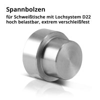 STAHLWERK Zestaw stołu spawalniczego | Solidny stół spawalniczy i montażowy z systemem otworów D22 | Blat roboczy 12 mm | Zestaw do samodzielnego montażu w zestawie z zaciskami mocującymi, śrubowymi i zaciskowymi | 4 śruby zaciskowe i centrujące