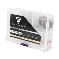 STAHLWERK NS/S65 Plasmazubehör | Verschleißteile für Plasmaschneidbrenner | 17-teiliges Set mit Elektroden, Schneiddüsen 0,8/1,0 mm, Schutzkappen, Stromverteiler, Abstandhalter | Transport-Box