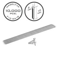 STAHLWERK pneumatic nails 10 mm gauge 18 (1.25 x 1.05 mm) with 2 mm head width in a set of 10,000 strip nails | tacker nails | pneumatic nails for nailers, nail guns and tackers 10 mm gauge 18