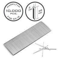 STAHLWERK pneumatic nails 38 mm gauge 18 (1.25 x 1.05 mm) with 2 mm head width in a set of 10,000 strip nails | tacker nails | pneumatic nails for nailers, nail guns and tackers