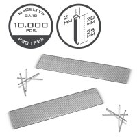 STAHLWERK Druckluftnägel 20 und 25 mm | Gauge 18 (1,25 x 1,05 mm) | 2 mm Kopfbreite | 2er Set | 10.000 verzinkte Streifennägeln F20 und F25 | Tackernägel | Druckluft-Stifte für Nagelpistolen, Tacker
