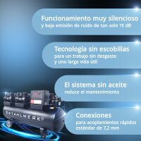 STAHLWERK Compresor ST-2410 Pro totalmente equipado | 10 bar | 9,86 CV | 7,25 kW | 1250 l/min | 240 L depósito | exento de aceite | motor sin escobillas | manguera de 5 metros | inflador de neumáticos | distribuidor de 3 vías | pistola de soplado