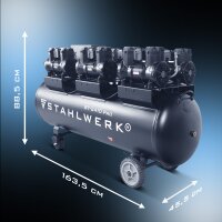 STAHLWERK ST-2410 Pro fuldt udstyret kompressor | 10 bar | 9,86 hk | 7,25 kW | 1250 l/min | 240 L tank | oliefri | børsteløs motor | 5 meter slange | dækpumpe | 3-vejs fordeler | udblæsningspistol