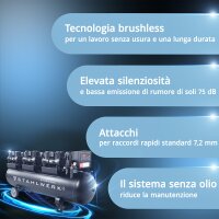 STAHLWERK Compressore ST-2810 Pro con dotazione completa | 10 bar | 11,83 CV | 8,7 kW | 1500 l/min | Serbatoio da 280 l | Senza olio | Motore brushless | Tubo flessibile da 5 metri | Gonfiagomme | Tripla presa | Pistola di espulsione