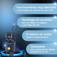 STAHLWERK Compresor ST-308V Pro totalmente equipado | 8 bar | 1,97 CV | 1,45 kW | 250 l/min | Dep&oacute;sito de 30 L | exento de aceite | motor sin escobillas | manguera de 5 metros | inflador de neum&aacute;ticos | distribuidor de 3 v&iacute;as | pistola de soplado