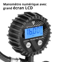 STAHLWERK Compresseur ST-228 Pro &eacute;quipement complet | 8 bar | 3,54 CV | 2,6 kW | 410 l/min | R&eacute;servoir 22 L | Sans huile | Moteur Brushless | 5 m&egrave;tres de tuyau | Gonfleur de pneus | Distributeur 3 voies | Pistolet de soufflage