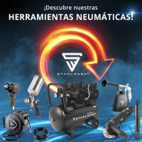 STAHLWERK Compresor ST-38 BL, totalmente equipado | 8 bar | 1,22 CV | 0,90 kW | 170 l/min | dep&oacute;sito de 3 L | sin aceite | motor sin escobillas | manguera de 5 metros | inflador de neum&aacute;ticos | distribuidor de 3 v&iacute;as | pistola de soplado