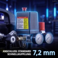 STAHLWERK Kompresor ST-38 Pro &ndash; kompletn&iacute; v&yacute;bava | 8 bar | 1,6 PS | 1,18 kW | 190 l/min | 3l n&aacute;drž | bezolejov&yacute; | bezkart&aacute;čov&yacute; motor | 5metrov&aacute; hadice | hustilka pneumatik | 3n&aacute;sobn&yacute; rozdělovač | Vyfukovac&iacute; pistole