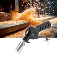 STAHLWERK Set aria compressa 4 pezzi | Set di accessori per compressori | Pistola di sfiato con ugello Venturi | Gonfiagomme con manometro digitale | Tubo a spirale da 5 metri | Distributore per aria compressa a 3 vie, diametro 7,2 mm (1/4")