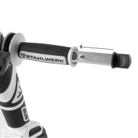 STAHLWERK Juego de herramientas sin cable de 3 piezas | Amoladora angular sin escobillas 7.500 rpm | Llave de impacto giratoria 500 Nm | Llave de impacto compacta 190 Nm | Batería 2Ah/4Ah | Cargador | Montaje, metalurgia, bricolaje