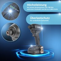 STAHLWERK Juego de herramientas sin cable de 3 piezas | Amoladora angular sin escobillas 7.500 rpm | Llave de impacto giratoria 500 Nm | Llave de impacto compacta 190 Nm | Batería 2Ah/4Ah | Cargador | Montaje, metalurgia, bricolaje